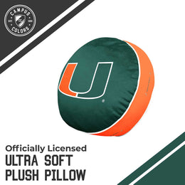 Miami Hurricanes Team Logo 15 Inch Ultra Soft Stretch Plush Pillow - Green