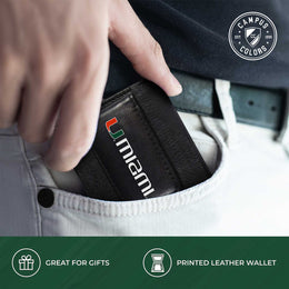 Miami Hurricanes School Logo Leather Card/Cash Holder and Bottle Opener Keychain Bundle - Black