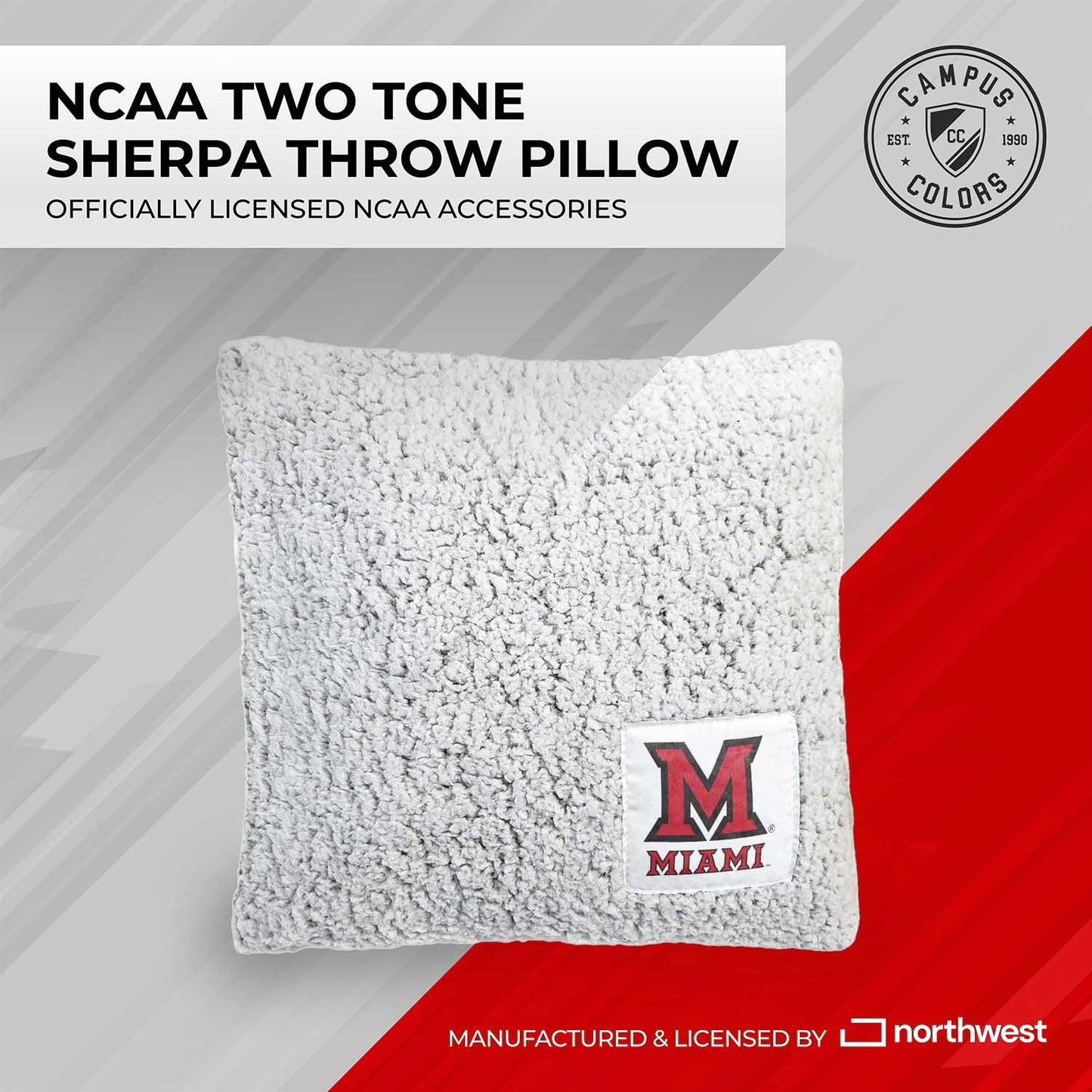 Miami Redhawks Two Tone Sherpa Throw Pillow - Team Color