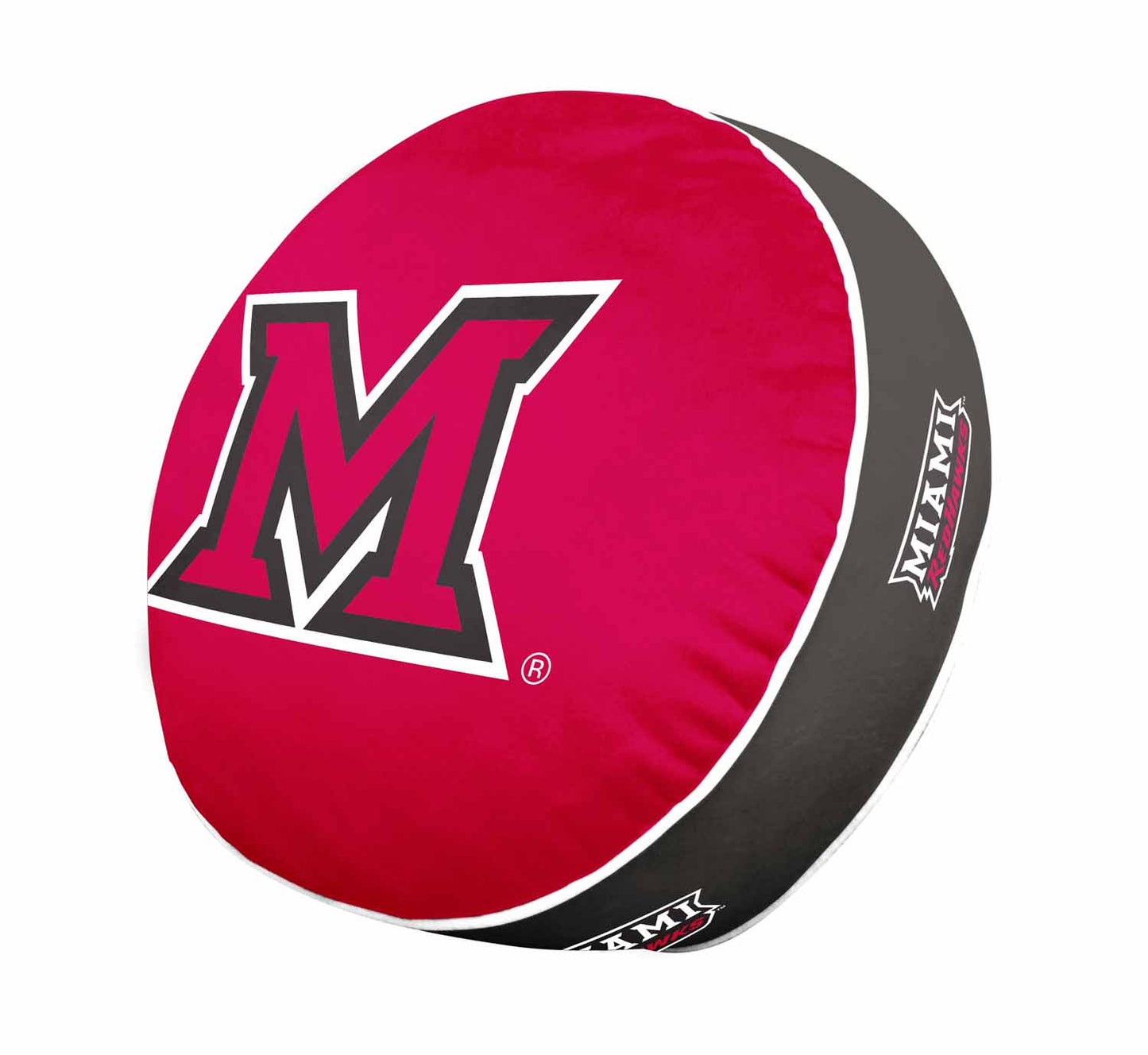 Miami Redhawks Team Logo 15 Inch Ultra Soft Stretch Plush Pillow - Red