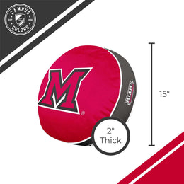 Miami Redhawks Team Logo 15 Inch Ultra Soft Stretch Plush Pillow - Red