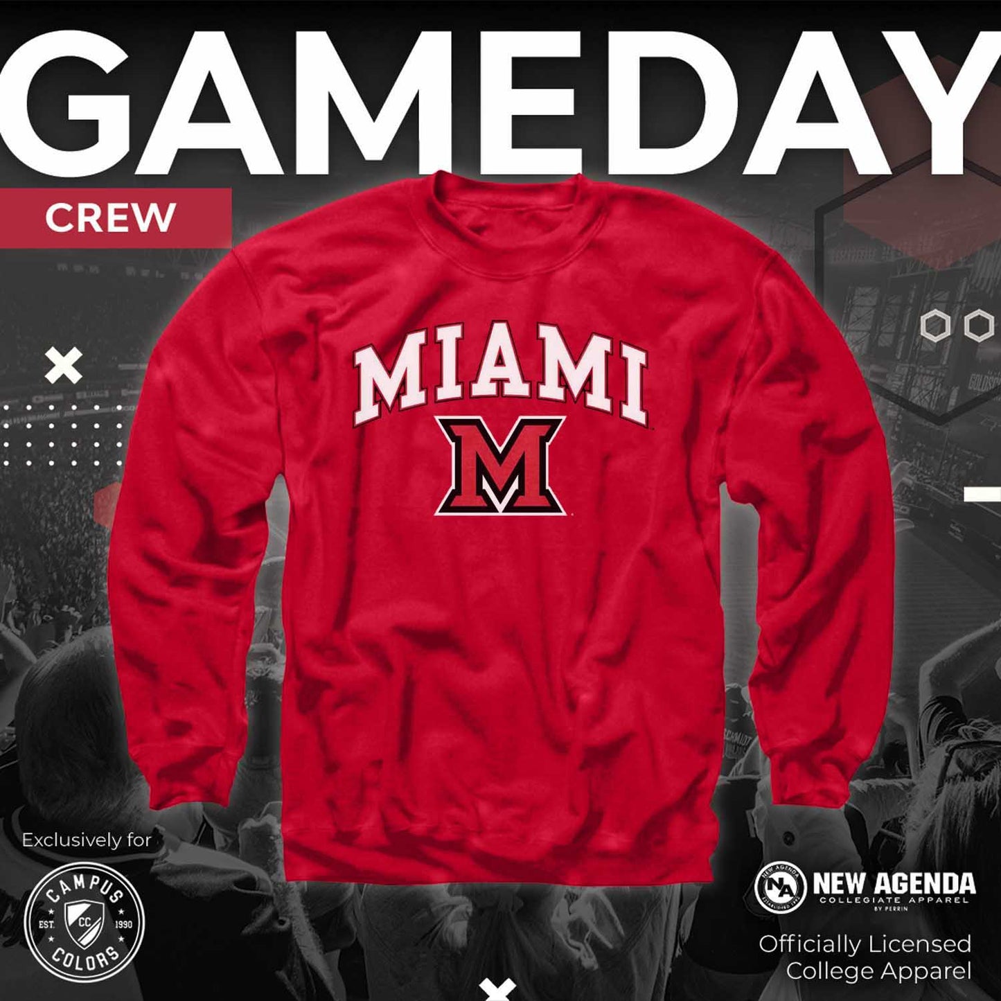 Miami Redhawks Adult Arch & Logo Soft Style Gameday Crewneck Sweatshirt - Red