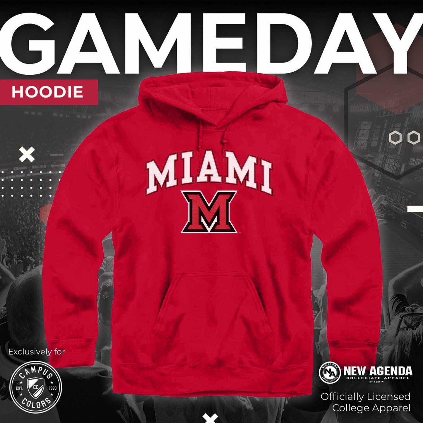 Miami Redhawks Adult Arch & Logo Soft Style Gameday Hooded Sweatshirt - Red