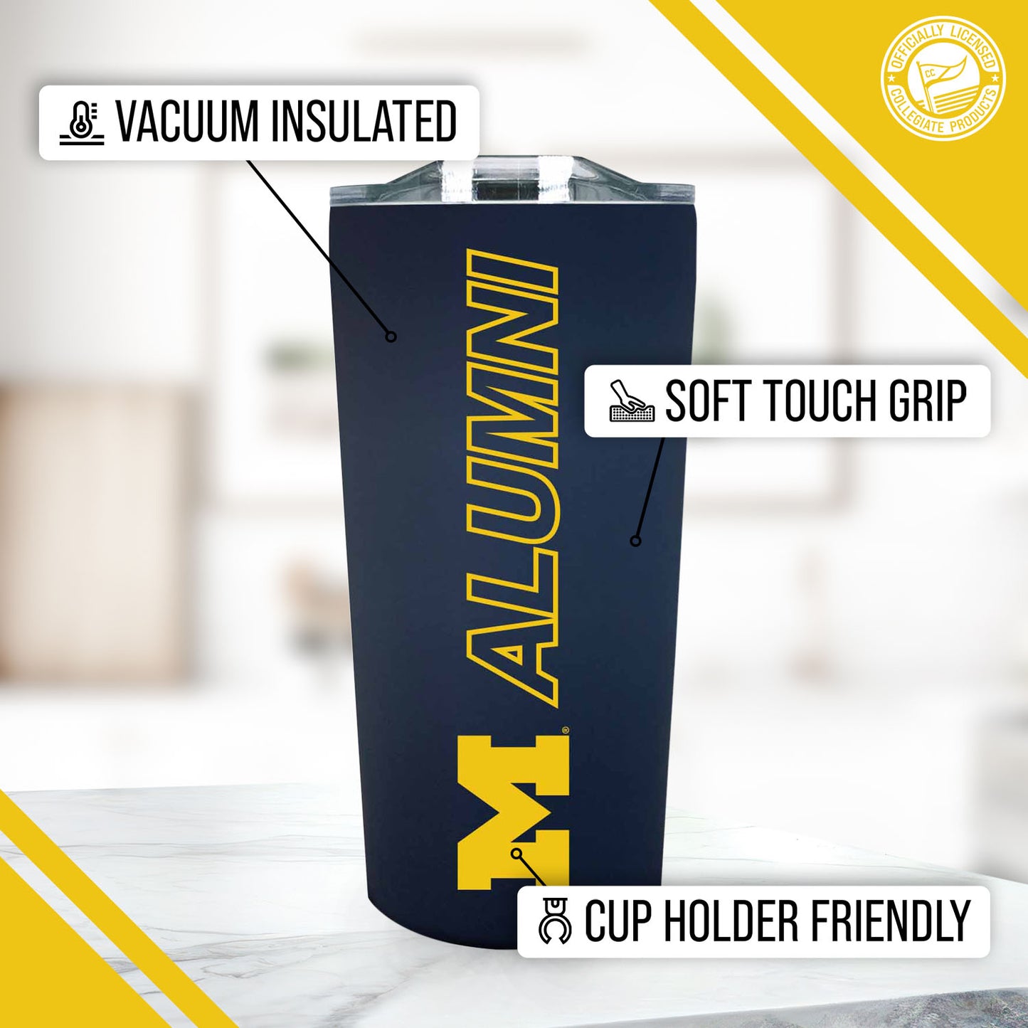 Michigan Wolverines NCAA Stainless Steel Travel Tumbler for Alumni - Navy