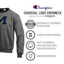 Michigan Wolverines Adult Mascot Fleece Crewneck - Charcoal