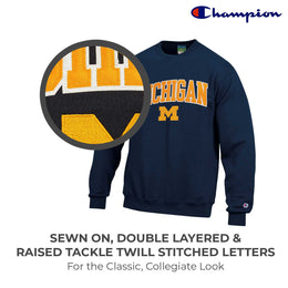 Michigan Wolverines Adult Tackle Twill Crewneck - Navy