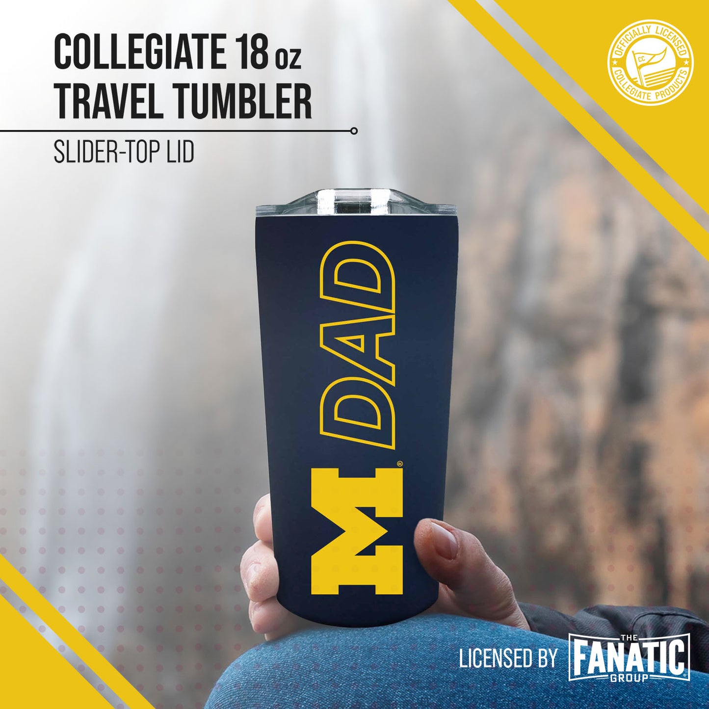 Michigan Wolverines NCAA Stainless Steel Travel Tumbler for Dad - Navy