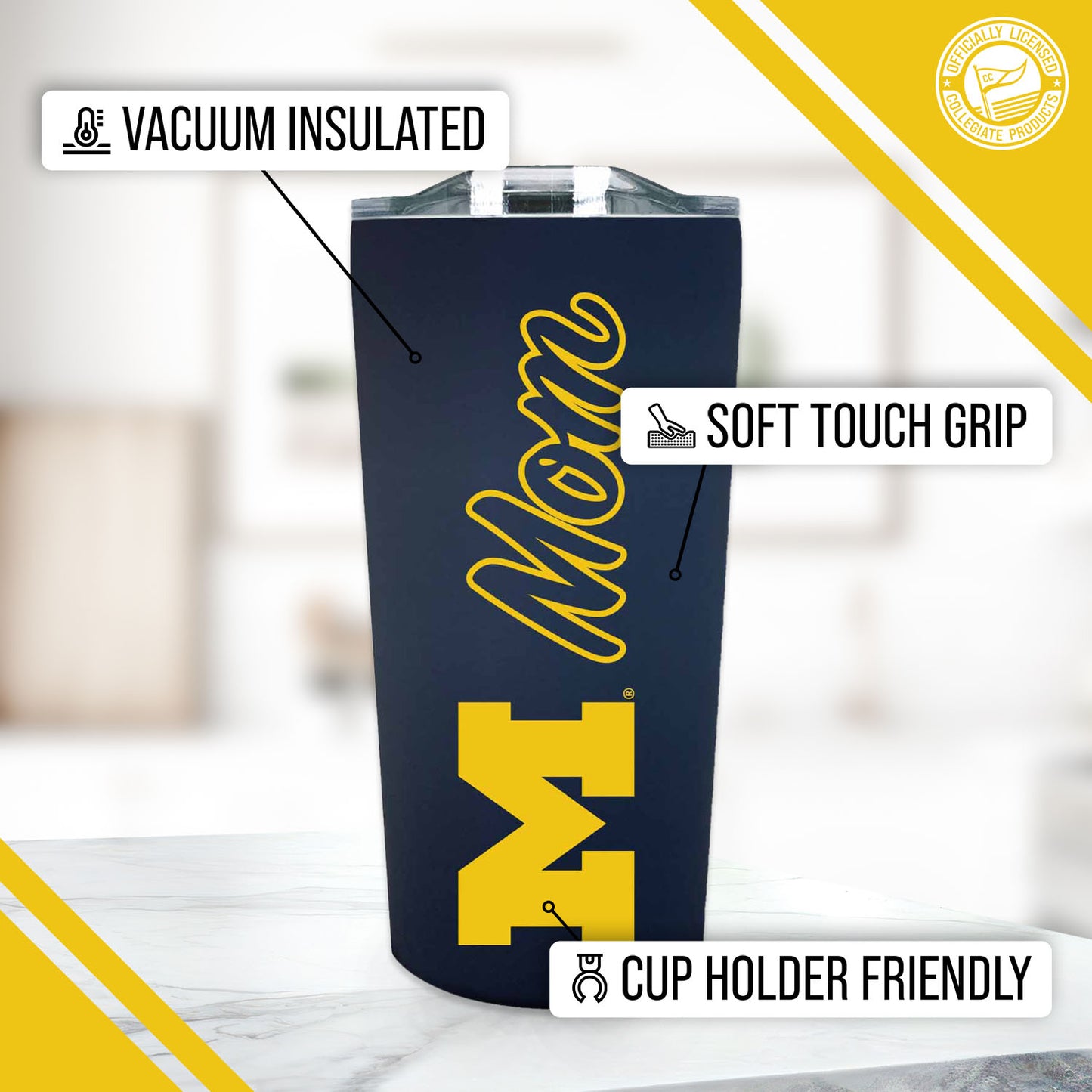 Michigan Wolverines NCAA Stainless Steel Travel Tumbler for Mom - Navy