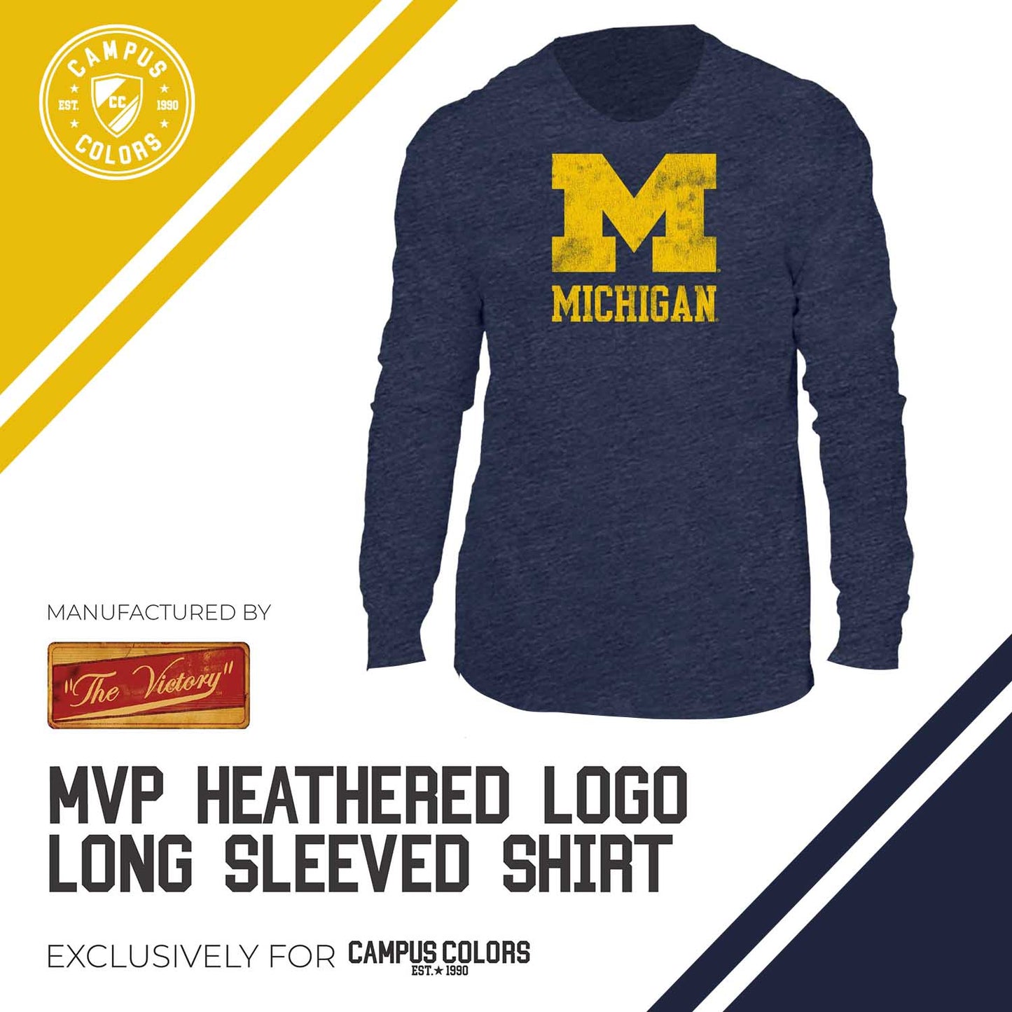 Michigan Wolverines NCAA MVP Adult Long-Sleeve Shirt - Navy