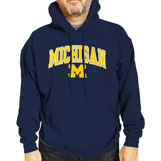 Michigan Wolverines NCAA Adult Tackle Twill Hooded Sweatshirt - Navy
