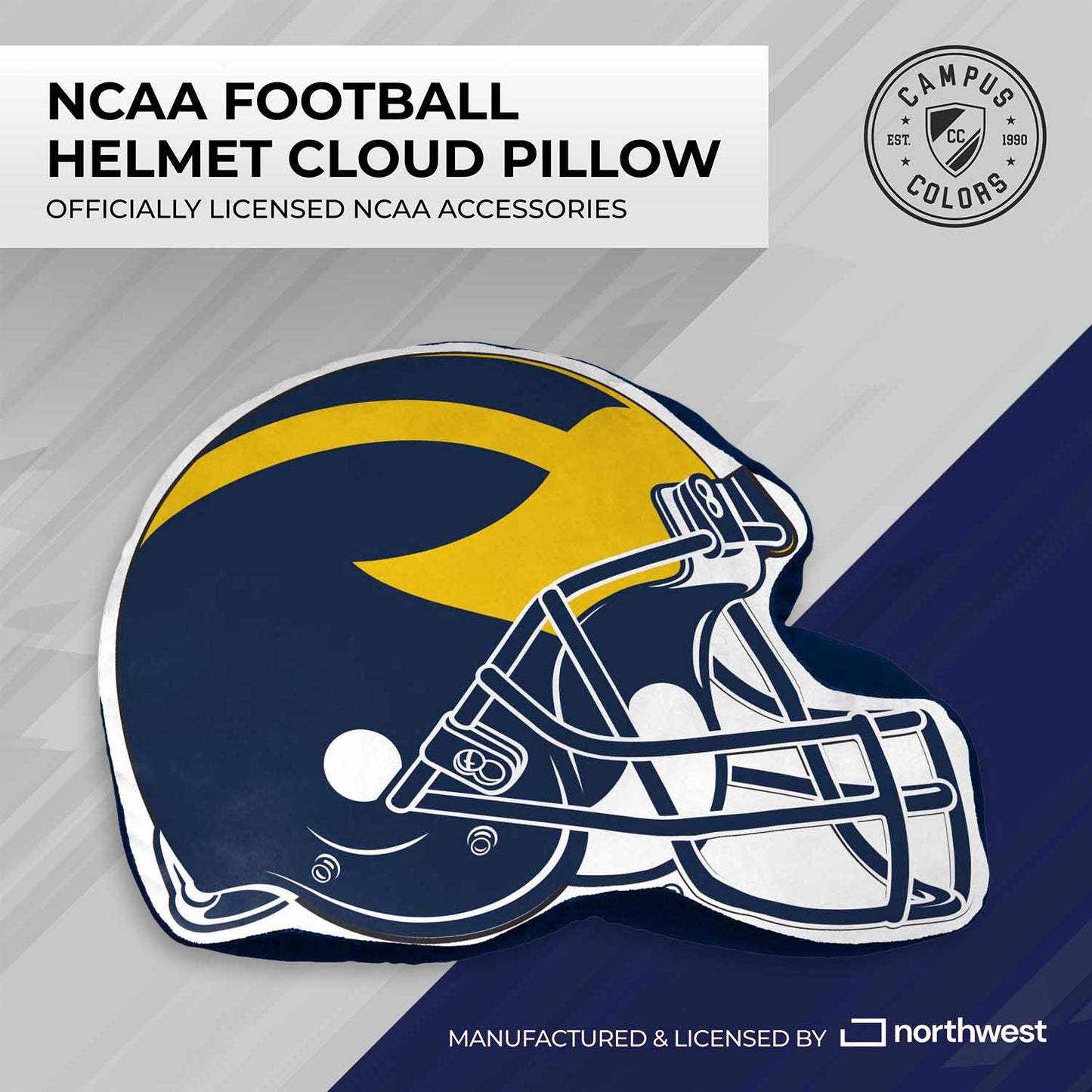 Michigan Wolverines NCAA Helmet Super Soft Football Pillow - Blue