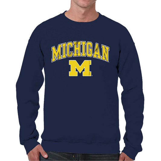 Michigan Wolverines Adult Arch & Logo Soft Style Gameday Crewneck Sweatshirt - Navy