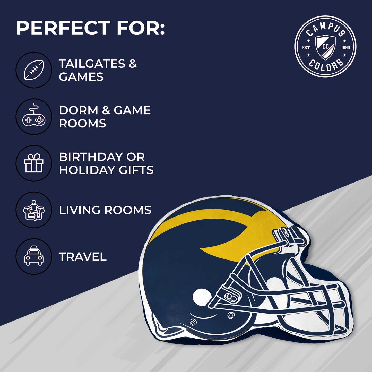 Michigan Wolverines NCAA Helmet Super Soft Football Pillow - Blue