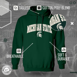 Michigan State Spartans NCAA Adult Tackle Twill Hooded Sweatshirt - Green