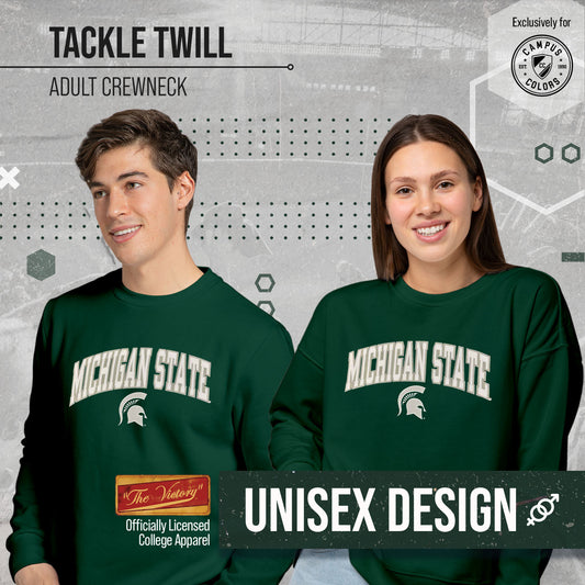 Michigan State Spartans NCAA Adult Tackle Twill Crewneck Sweatshirt - Green