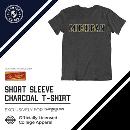 Michigan Wolverines Campus Colors NCAA Adult Cotton Blend Charcoal Tagless T-Shirt - Charcoal
