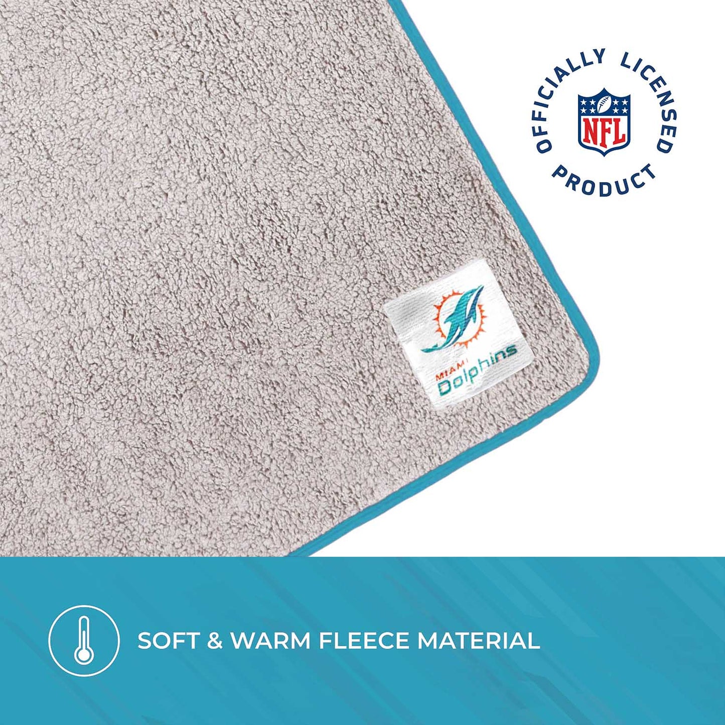 Miami Dolphins NFL Silk Touch Sherpa Throw Blanket - Teal
