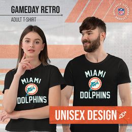 Miami Dolphins NFL Adult Retro Gameday Unisex T-Shirt - Black