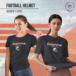 Miami Dolphins Women's NFL Football Helmet Short Sleeve Tagless T-Shirt - Charcoal