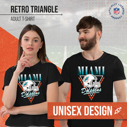 Miami Dolphins NFL Adult Retro Triangle Unisex T-Shirt - Black