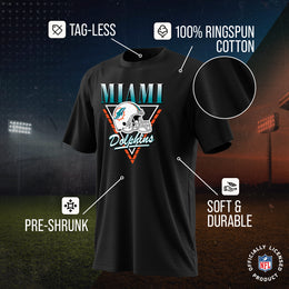 Miami Dolphins NFL Adult Retro Triangle Unisex T-Shirt - Black