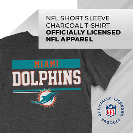 Miami Dolphins NFL Adult Team Block Tagless T-Shirt - Charcoal