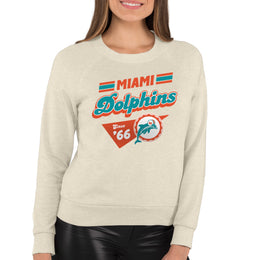 Miami Dolphins NFL Womens Groovy Retro Slouchy Crewneck - Off White