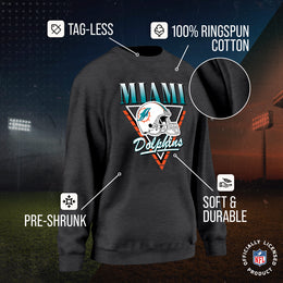 Miami Dolphins NFL Womens Retro Triangle Slouchy Crewneck - Heather Charcoal