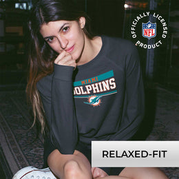 Miami Dolphins NFL Womens Charcoal Crew Neck Football Apparel - Charcoal