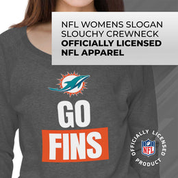 Miami Dolphins NFL Womens Team Slogan Crew Neck - Sport Gray