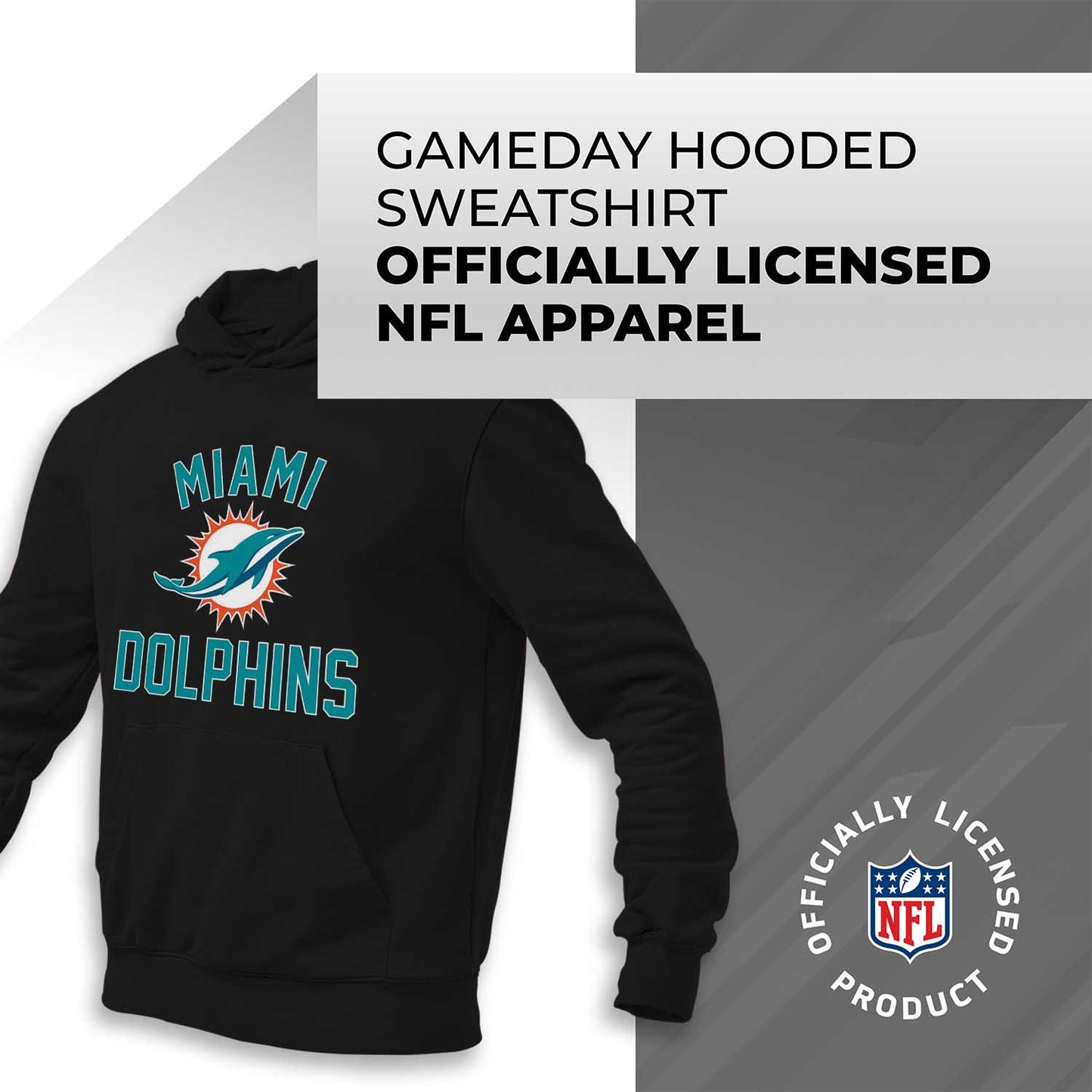 Miami Dolphins NFL Adult Gameday Hooded Sweatshirt - Black
