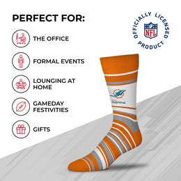 Miami Dolphins NFL Adult Striped Dress Socks - Orange