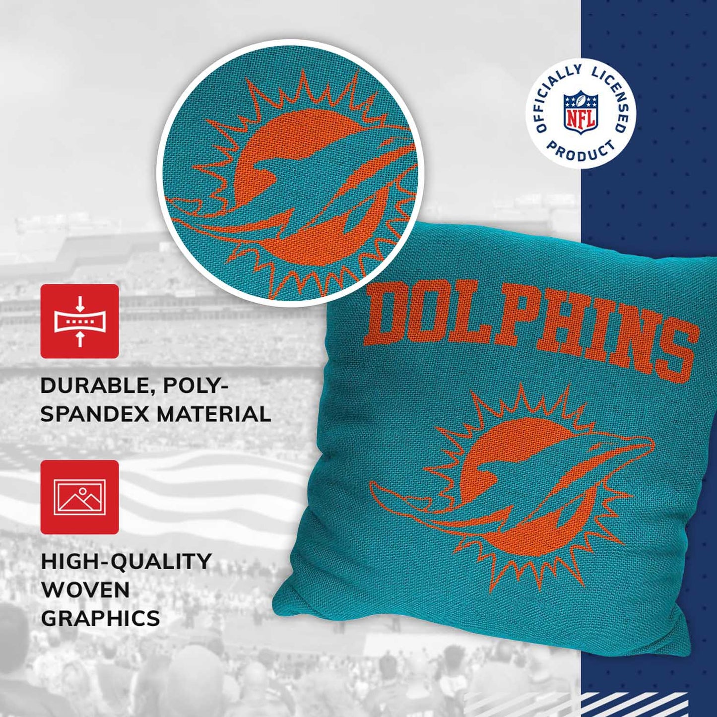Miami Dolphins NFL Decorative Football Throw Pillow - Aqua