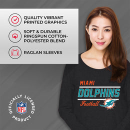 Miami Dolphins NFL Womens Crew Neck Light Weight - Charcoal