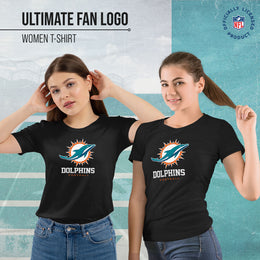 Miami Dolphins Women's NFL Ultimate Fan Logo Short Sleeve T-Shirt - Black