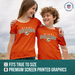 Miami Dolphins NFL Youth Starting Fresh Tee- Pro Football Tag-Less T-Shirt For Boys & Girls - Orange