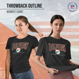 Miami Dolphins NFL Womens Overtime Blueprint Tag-Less T-Shirt - Black