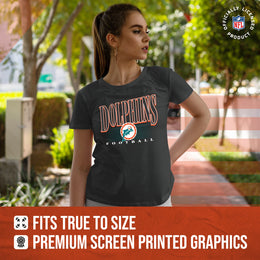 Miami Dolphins NFL Womens Overtime Blueprint Tag-Less T-Shirt - Black