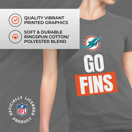 Miami Dolphins NFL Womens Plus Size Team Slogan Short Sleeve T-Shirt - Sport Gray