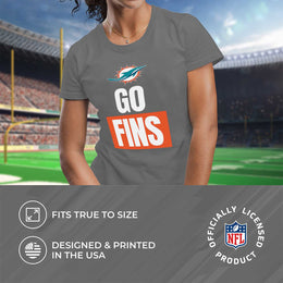 Miami Dolphins NFL Womens Plus Size Team Slogan Short Sleeve T-Shirt - Sport Gray