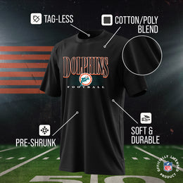 Miami Dolphins NFL Youth Overtime Blueprint Football T-Shirt Unisex Tag Free Comfortable - Black