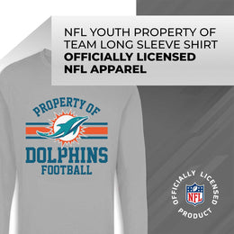 Miami Dolphins NFL Youth Property Of Crew Sweatshirt - Sport Gray