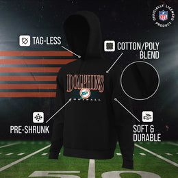 Miami Dolphins NFL Youth Overtime Blueprint Football Fleece Hooded Sweatshirt - Black