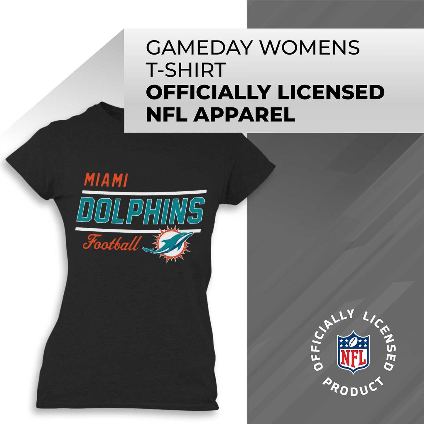 Miami Dolphins NFL Womens Plus Size Relaxed Fit T-Shirt - Black