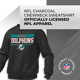 Miami Dolphins NFL Adult Long Sleeve Team Block Charcoal Crewneck Sweatshirt - Charcoal