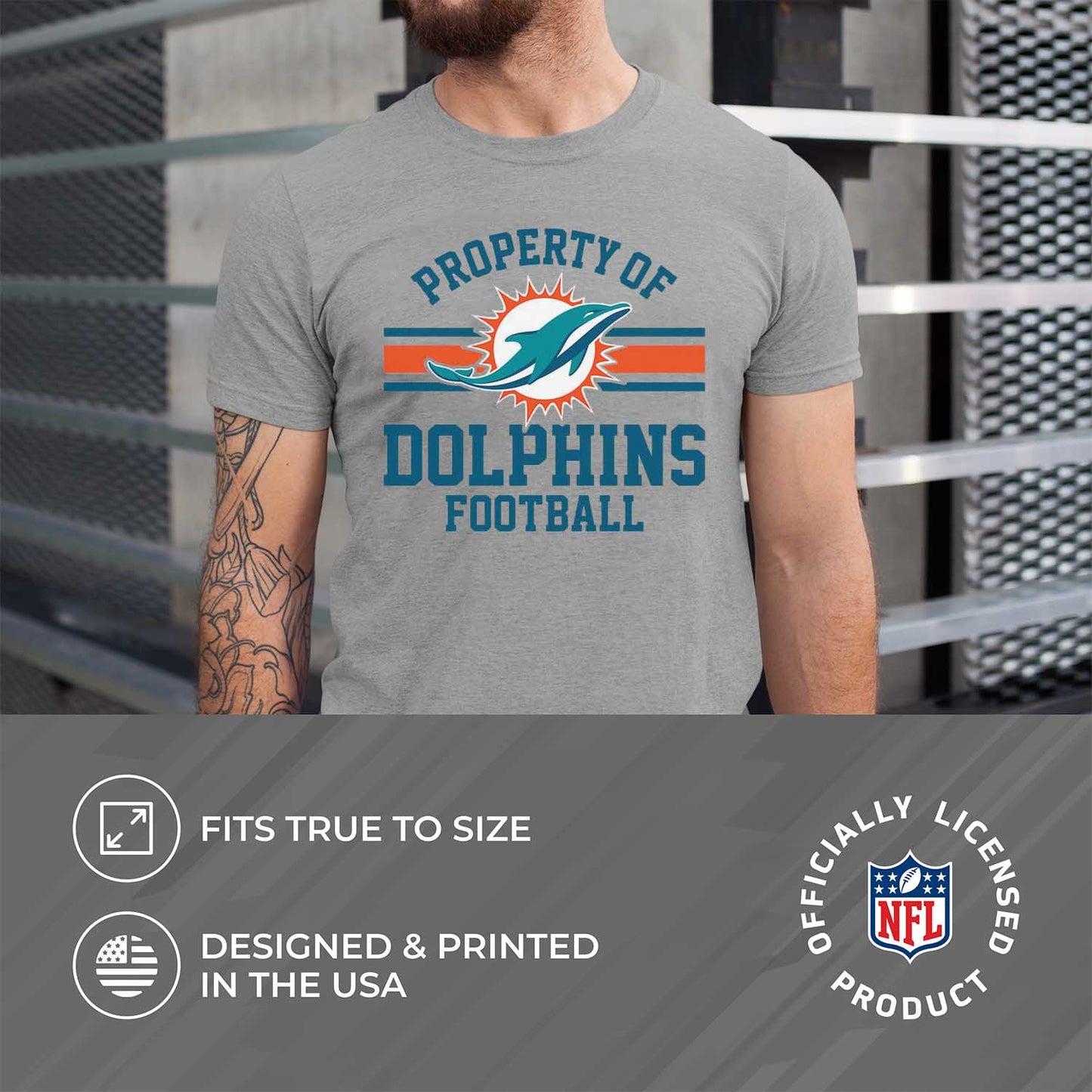 Miami Dolphins NFL Adult Property Of T-Shirt - Sport Gray