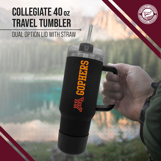 Minnesota Golden Gophers College & University 40 oz Travel Tumbler With Handle - Black