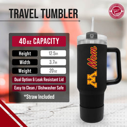 Minnesota Golden Gophers Collegiate 40oz Stainless Steel Travel Tumbler with Handle for Mom - Black