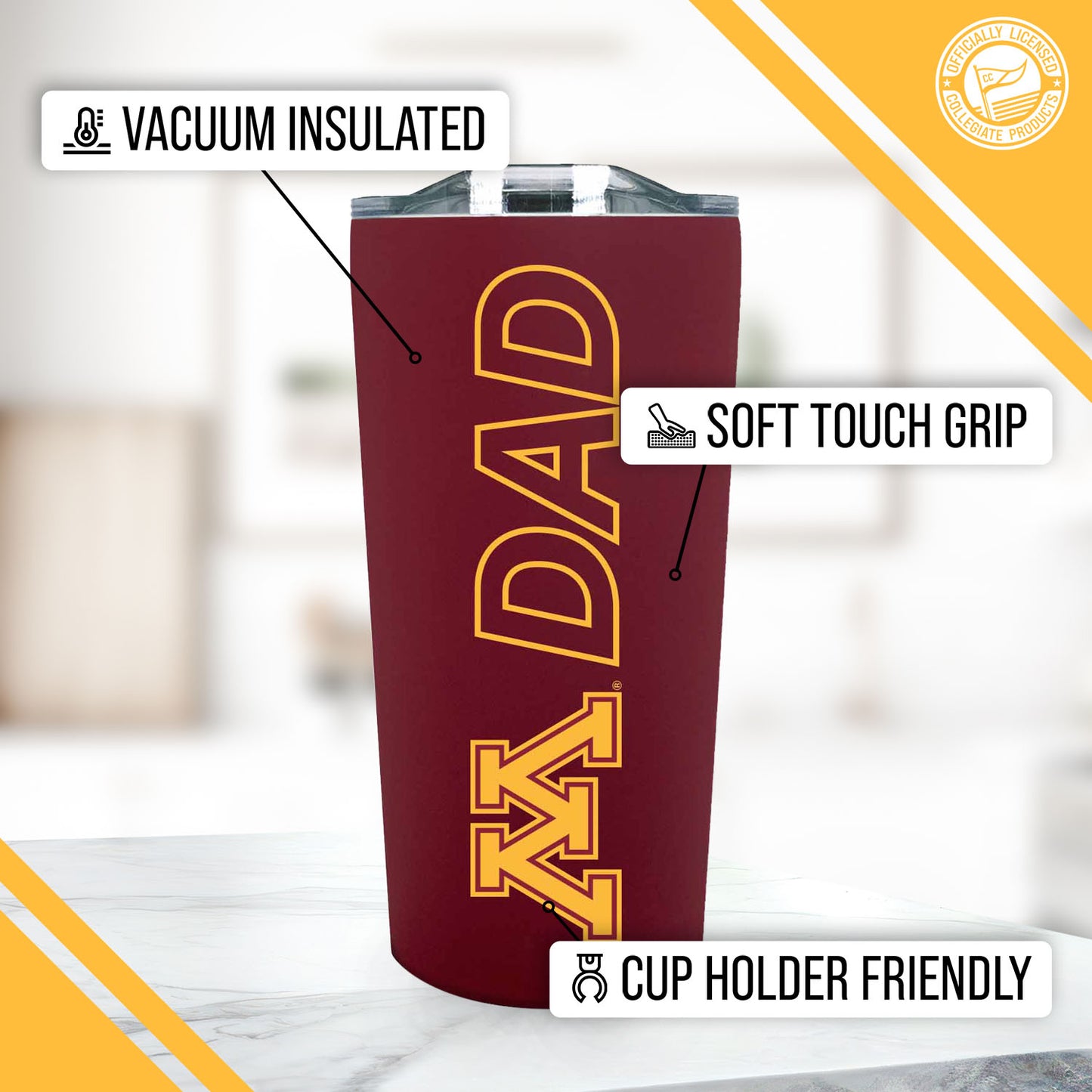 Minnesota Golden Gophers NCAA Stainless Steel Travel Tumbler for Dad - Maroon