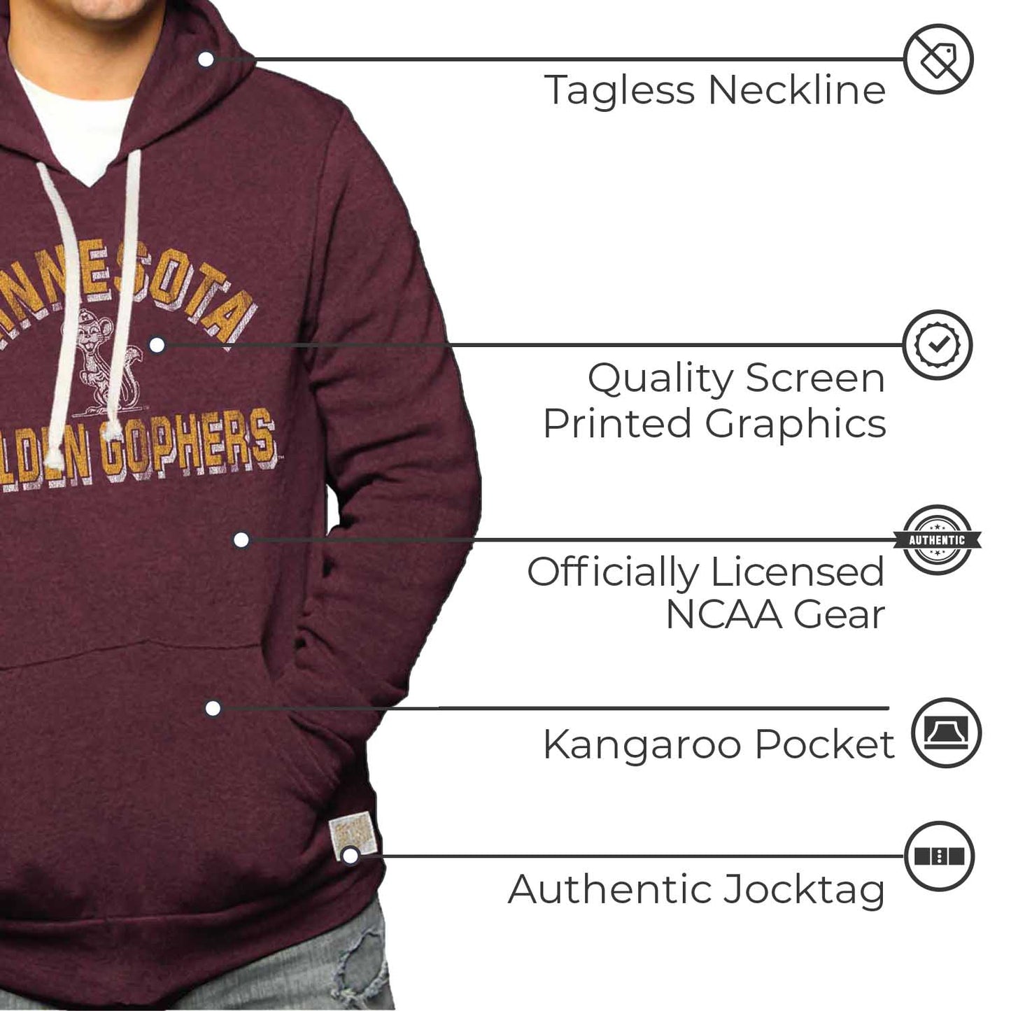 Minnesota Golden Gophers Adult University Hoodie - Maroon